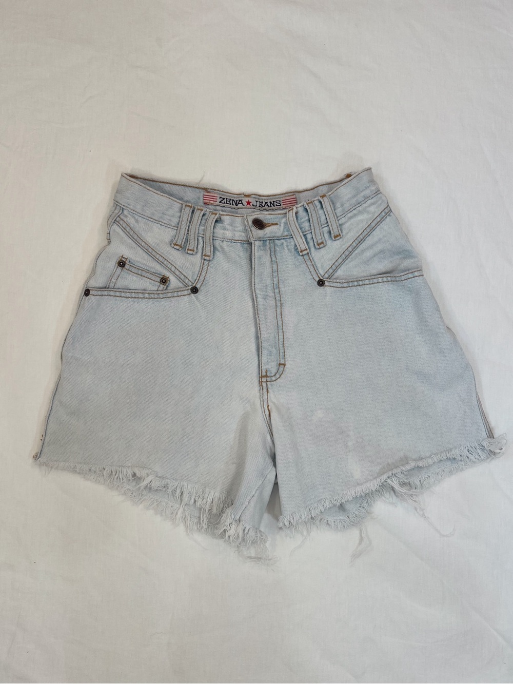 Rare Vintage 90’s Zena Jean High Rise‎ Light Wash Cut Off Denim Shorts